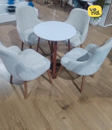 White Mid-Century Velvet Chairs